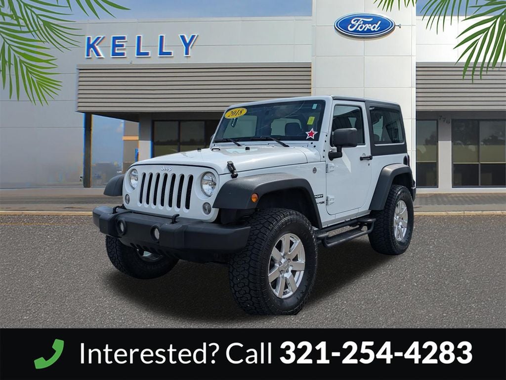 2018 Jeep Wrangler JK Sport in Bright White Clearcoat — front three-quarter view