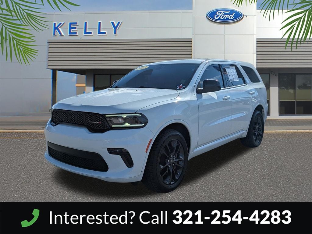 2022 Dodge Durango SXT in White Knuckle Clearcoat — front three-quarter view