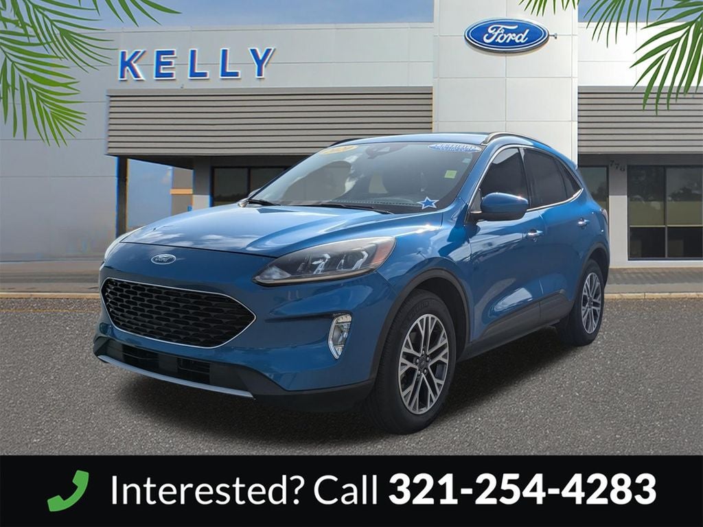 2020 Ford Escape SEL in Blue Metallic — front three-quarter view