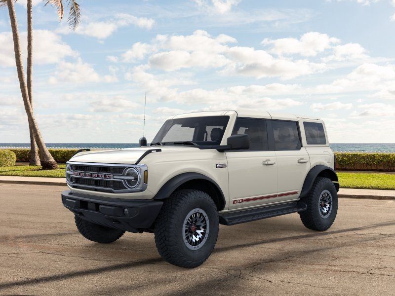 2026 Ford Bronco Outer Banks in Wimbledon White — front three-quarter view