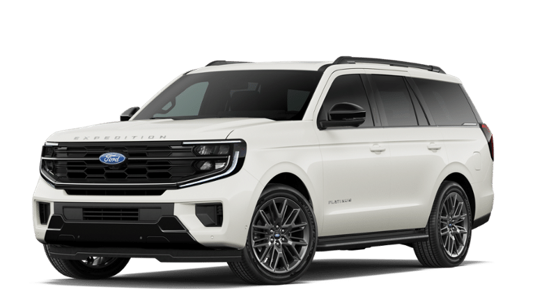 2027 Ford Expedition Platinum in White — front three-quarter view