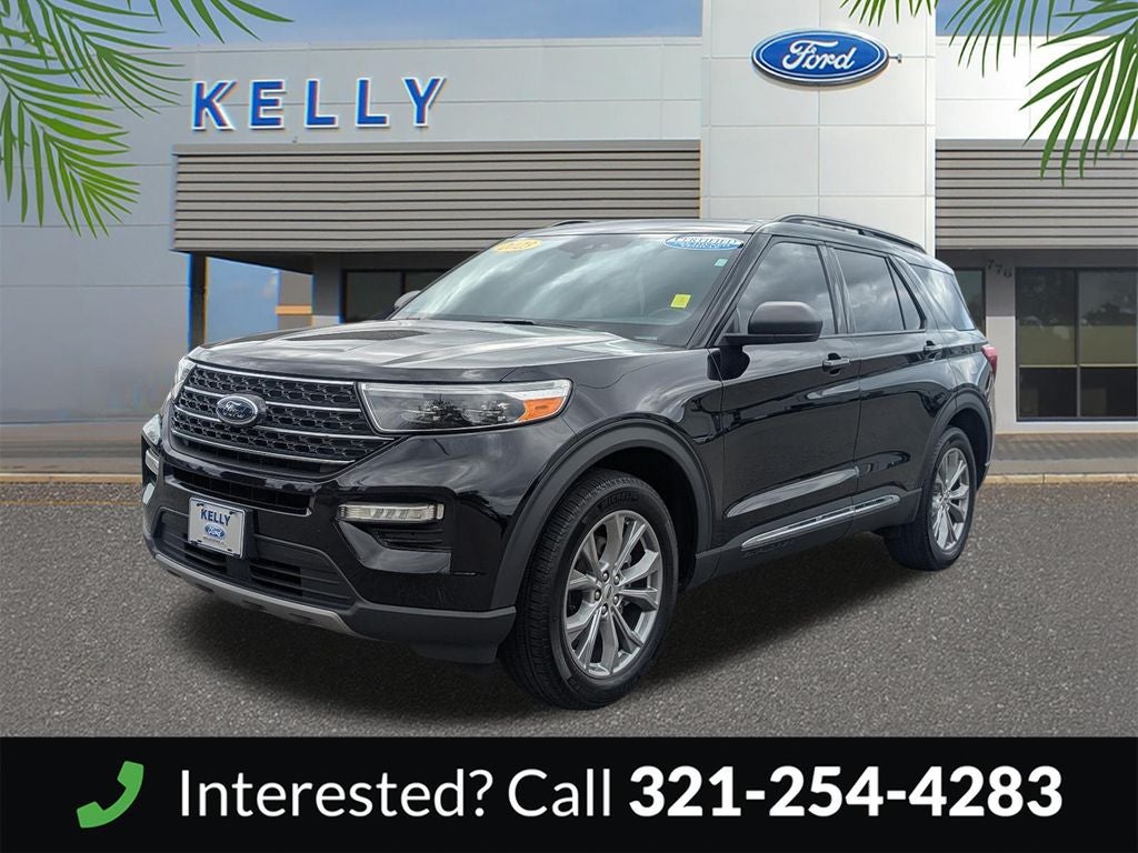 2023 Ford Explorer XLT in Black Metallic — front three-quarter view