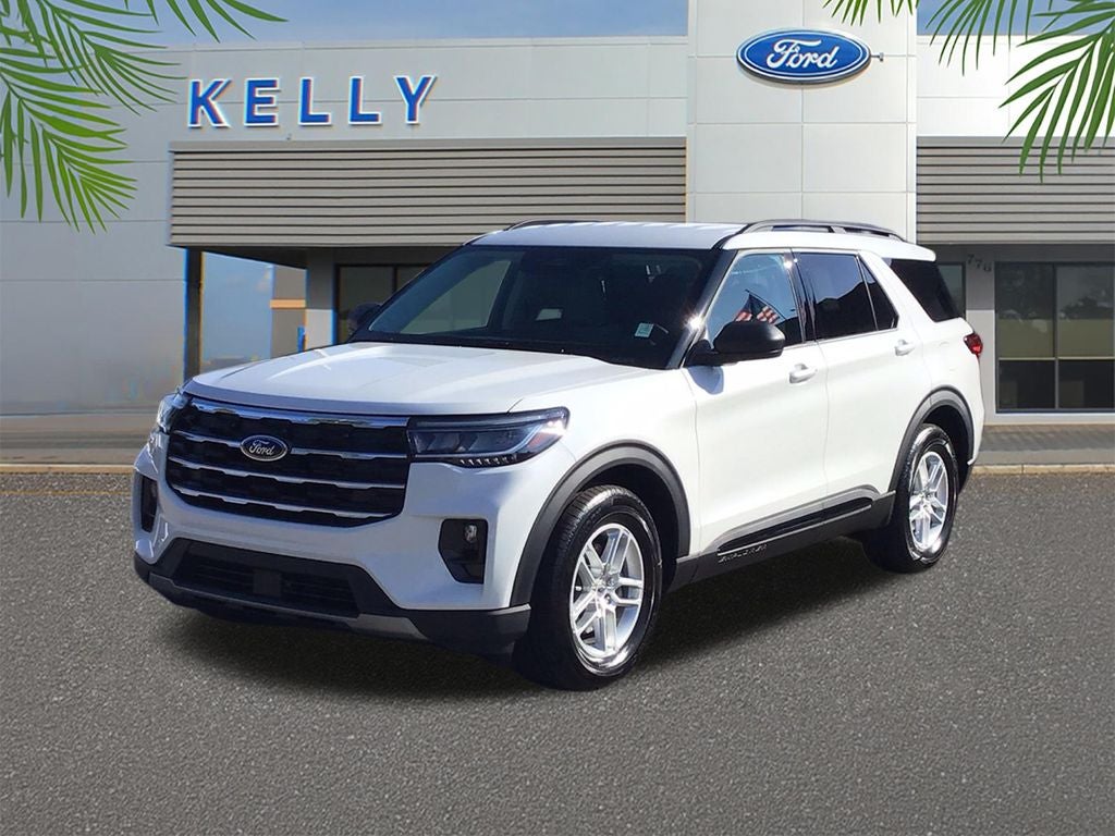 2026 Ford Explorer Active in White Metallic — front three-quarter view