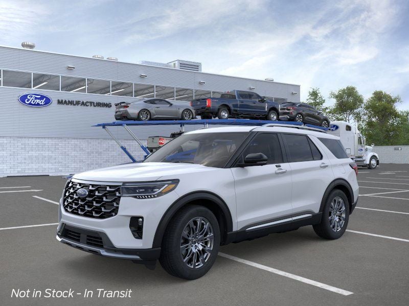 2026 Ford Explorer Platinum in Space White Metallic — front three-quarter view