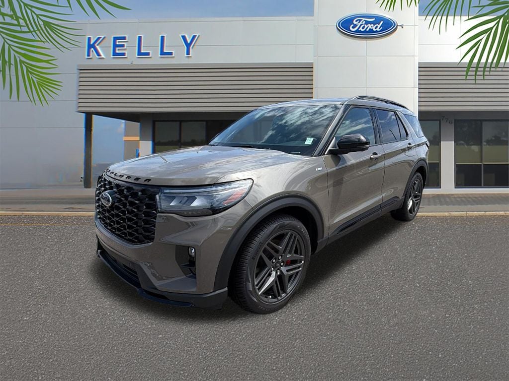 2026 Ford Explorer ST-Line in Gray — front three-quarter view