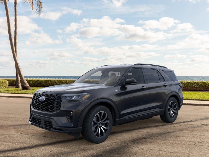 2026 Ford Explorer ST-Line in Agate Black Metallic — front three-quarter view