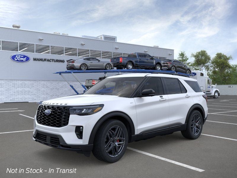2026 Ford Explorer ST-Line in White Metallic — front three-quarter view