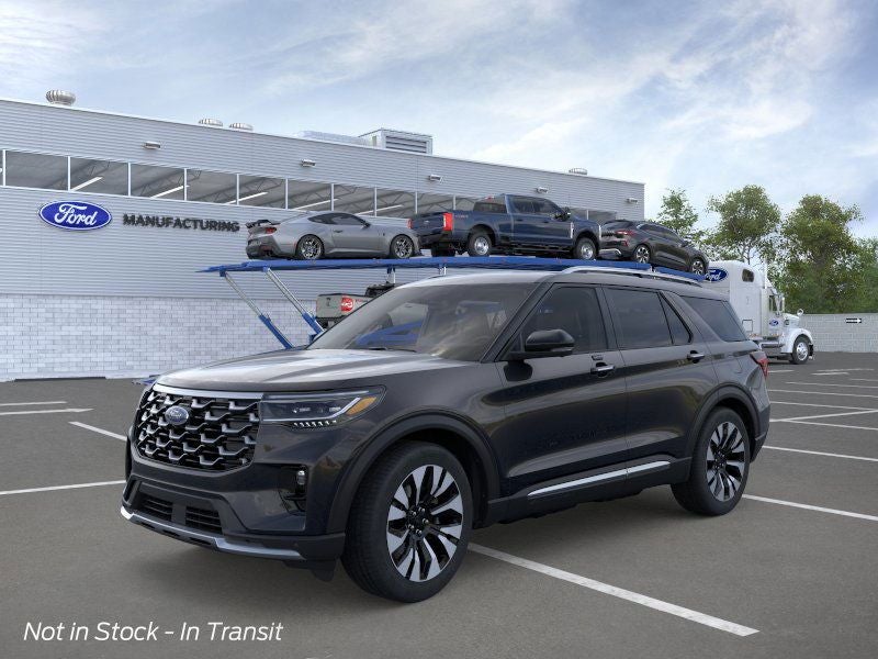 2026 Ford Explorer Platinum in Black Metallic — front three-quarter view