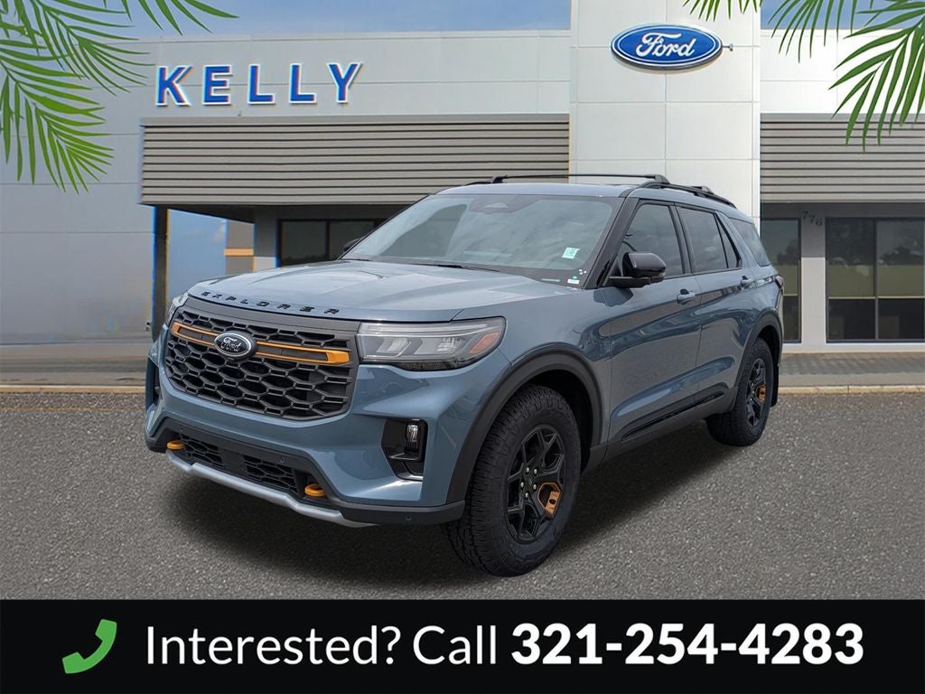 2026 Ford Explorer Tremor in Vapor Blue Metallic — front three-quarter view