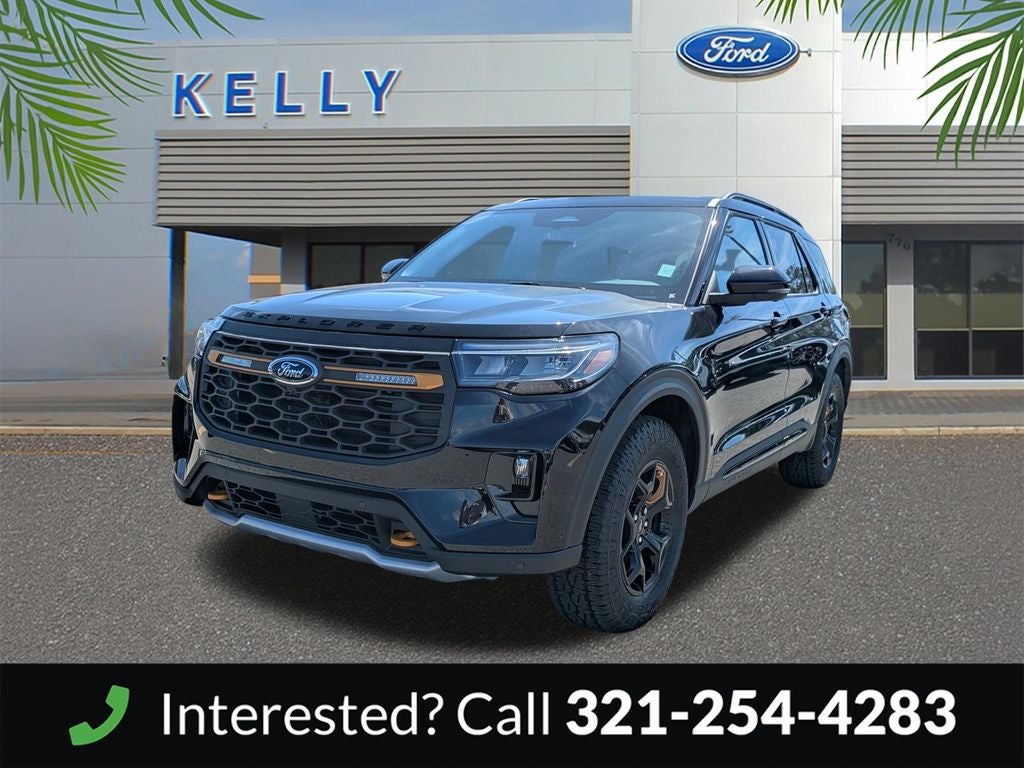 2026 Ford Explorer Tremor in Agate Black Metallic — front three-quarter view