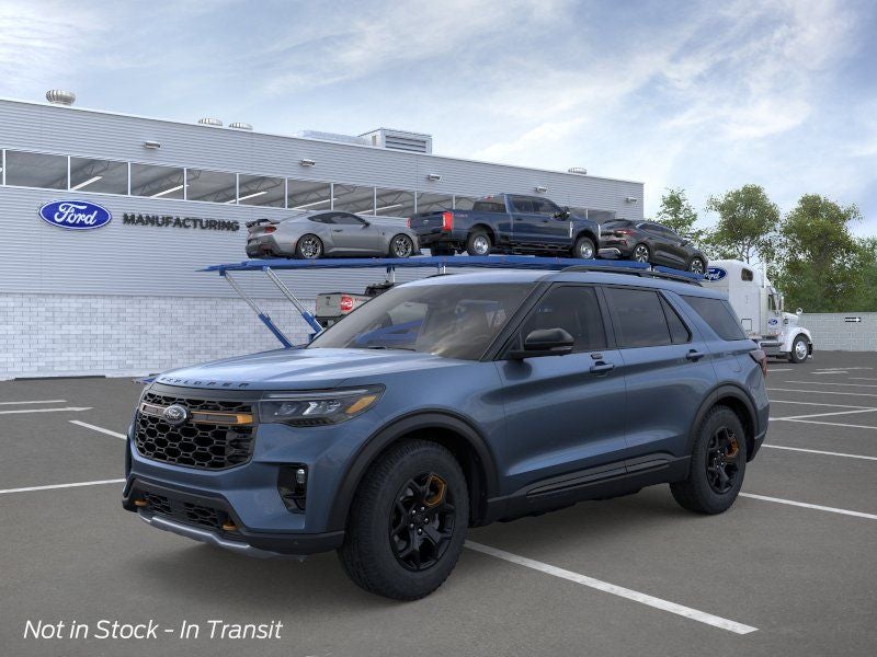 2026 Ford Explorer Tremor in Vapor Blue — front three-quarter view