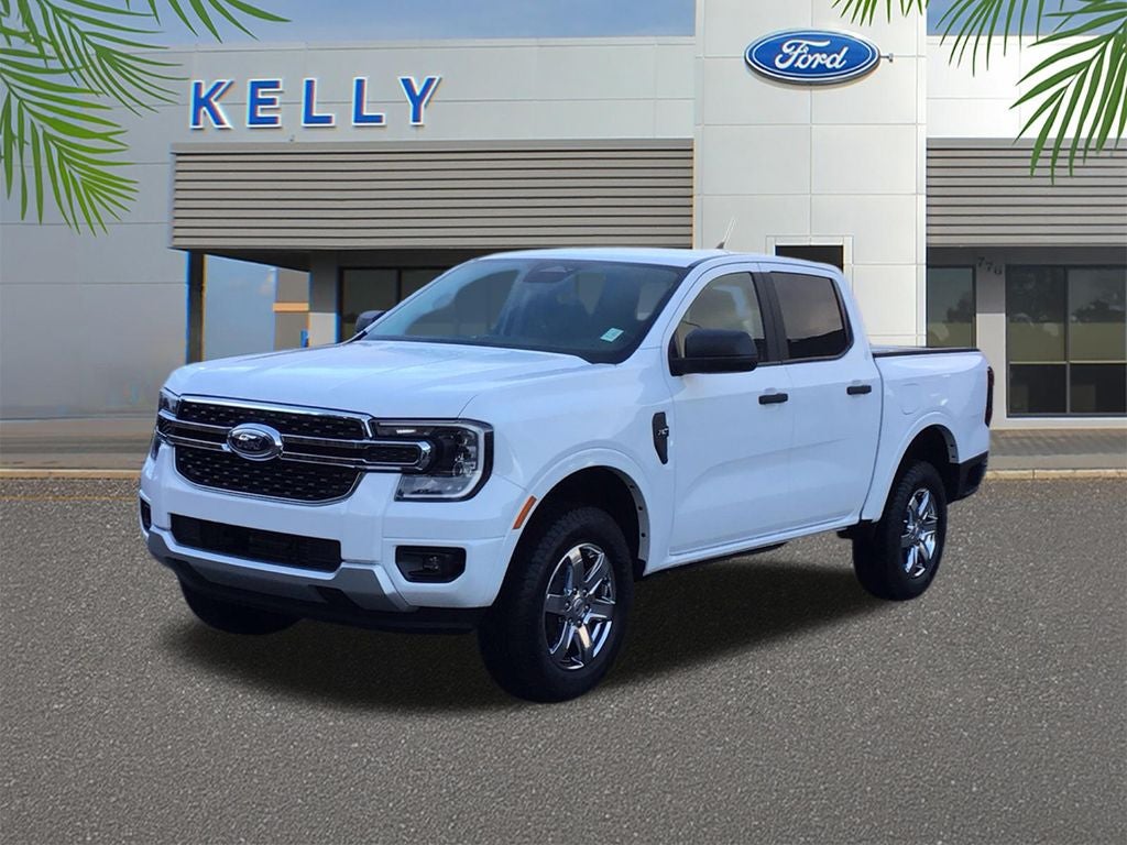 2025 Ford Ranger XLT in Oxford White — front three-quarter view
