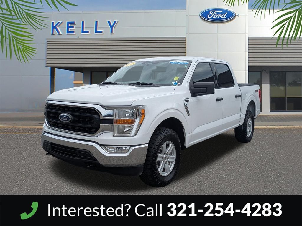 2021 Ford F-150 XLT in Oxford White — front three-quarter view