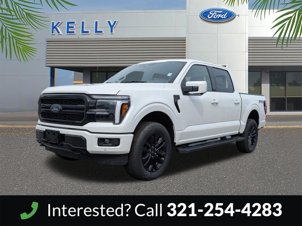 2025 Ford F-150 Lariat in Star White Metallic Tri-Coat — front three-quarter view