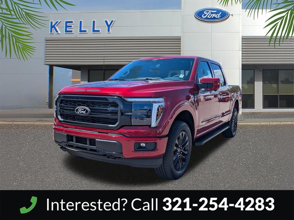 2026 Ford F-150 Lariat in Ruby Red Metallic — front three-quarter view