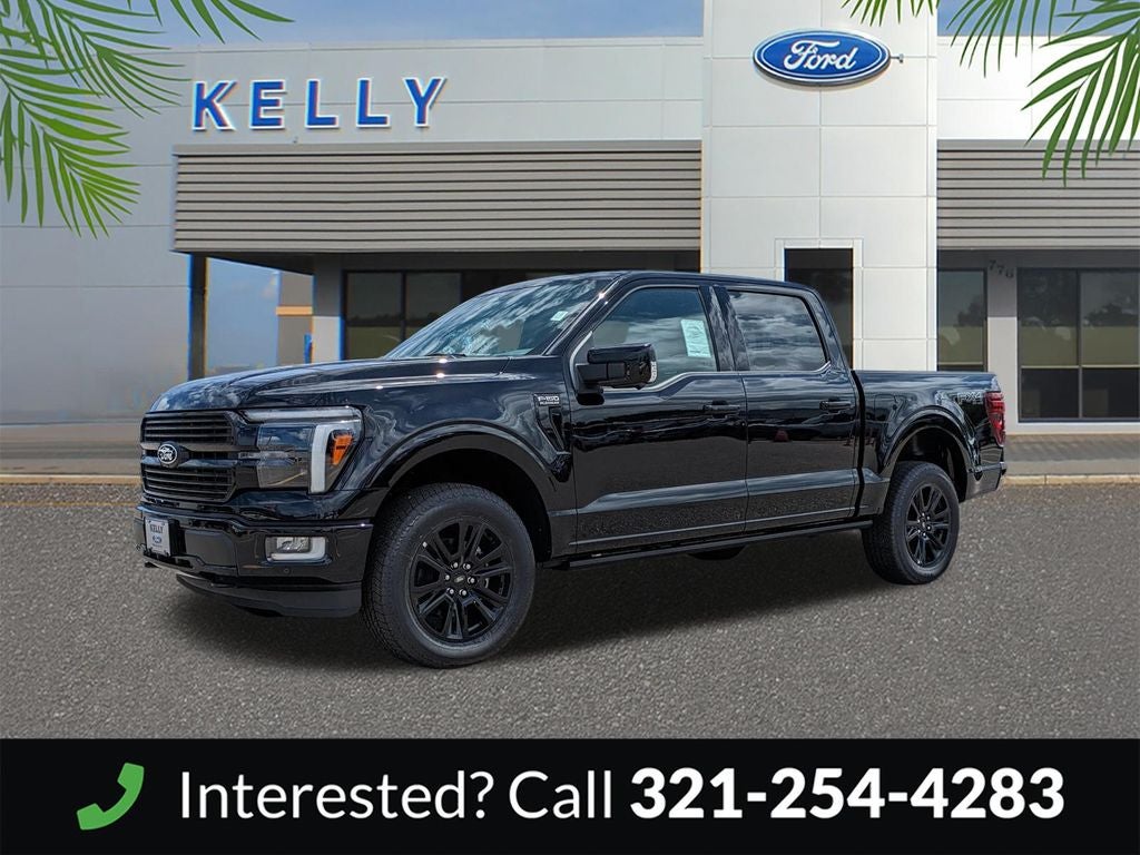 2025 Ford F-150 Platinum in Agate Black Metallic — front three-quarter view