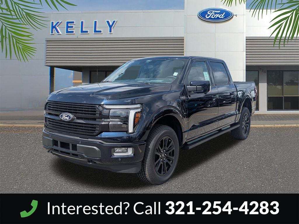 2026 Ford F-150 Platinum in Blue Metallic — front three-quarter view