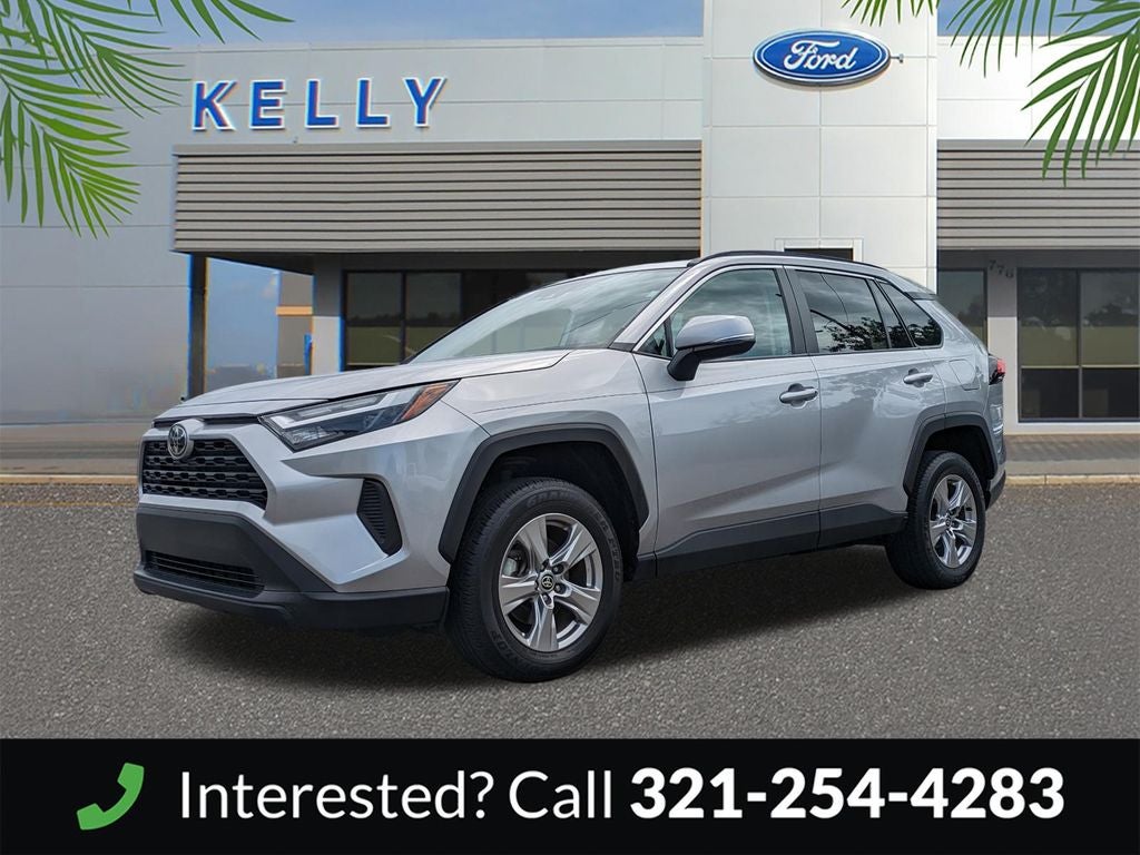 2023 Toyota RAV4 XLE in Silver Sky Metallic — front three-quarter view