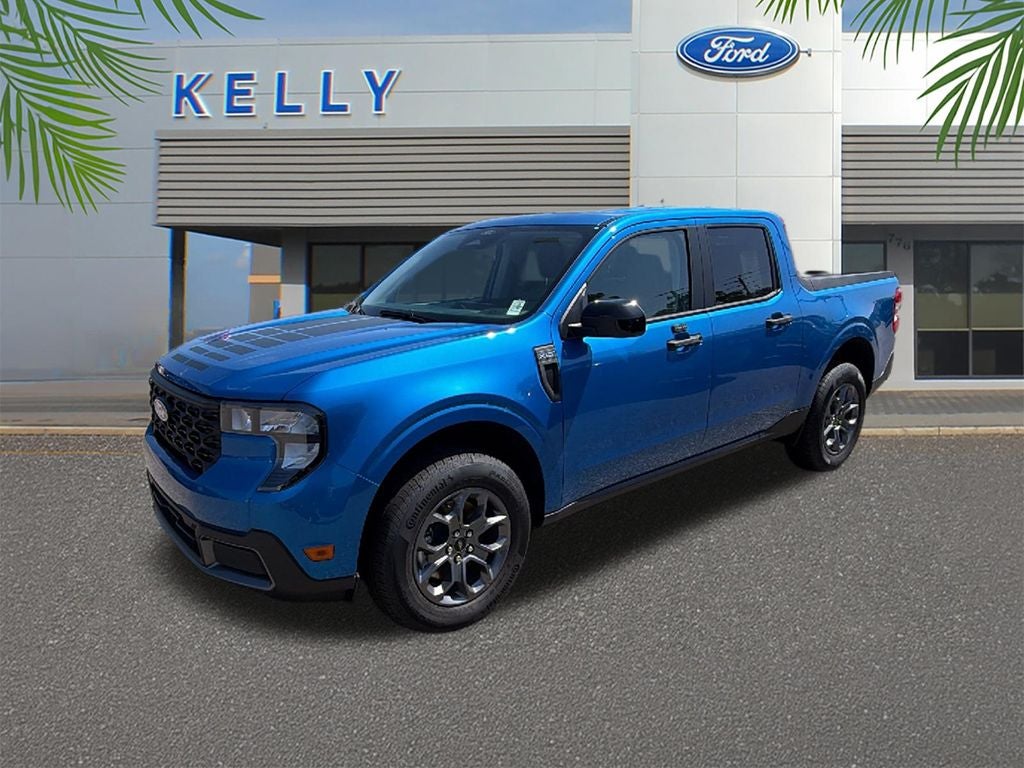 2026 Ford Maverick XLT in Velocity Blue — front three-quarter view