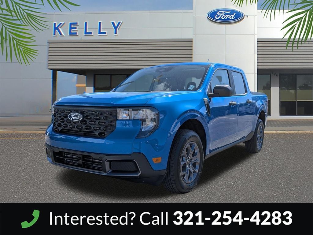2026 Ford Maverick XLT in Velocity Blue — front three-quarter view