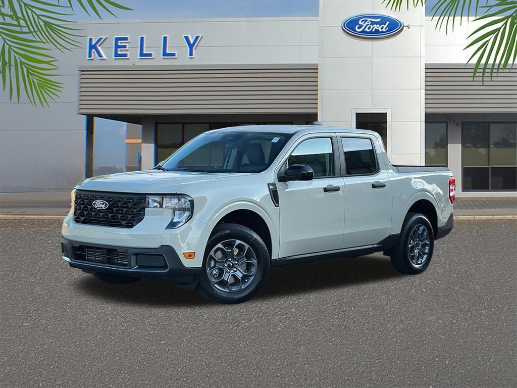 2025 Ford Maverick XLT in Desert Sand — front three-quarter view
