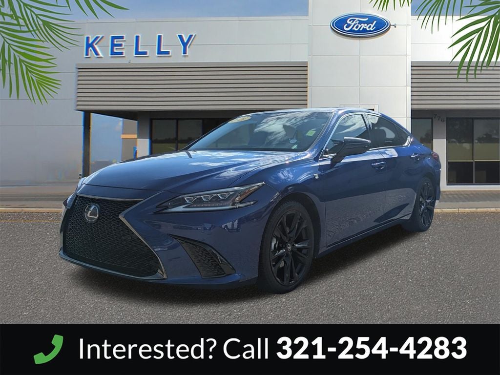 2021 Lexus ES 350 F Sport in Blue Mica — front three-quarter view